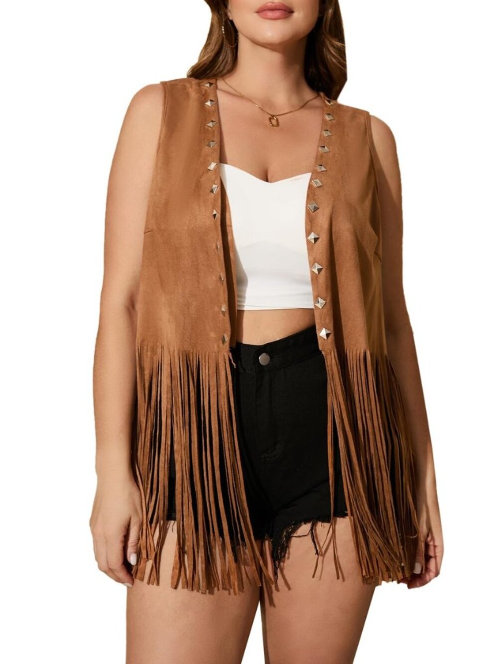 Women's Plus Size Western Wear Faux Suede Vest Jacket